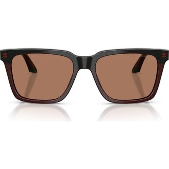 Emporio Armani 55mm Square Sunglasses in Opal Brown/Green /Brown at Nordstrom