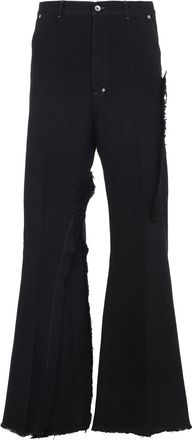 Rick Owens Mens Black Pants With Fringes Cotton - Size 32 (Waist)