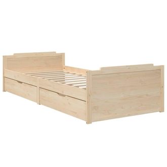 Berkfield Home Beautiful Bed Frame with Drawers Solid Wood Pine 90x200 cm in Natural
