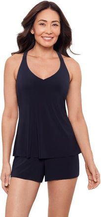 Aqua Green Supportive Y-Back Full Coverage Tankini Swimsuit Top in True Navy at Nordstrom, Size X-Large