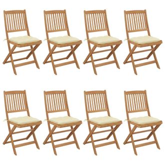 vidaXL Vidaxl - Sillas De Jard&iacute;n Plegables 8 Uds Y Cojines Madera Maciza Acacia
