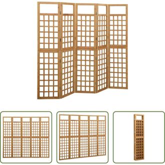 vidaXL Graticcio in legno - Divisorio a 5 Pannelli in Legno Massello di Abete 201,5x180 cm