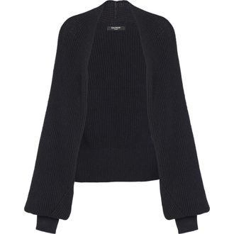 Balmain Ribbed knit bolero cardigan in Black at Nordstrom, Size Medium