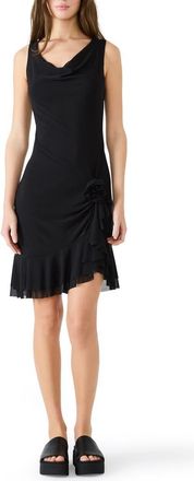 Steve Madden Wallis Sleeveless Ruffle Hem Mini Dress in Black at Nordstrom, Size X-Small