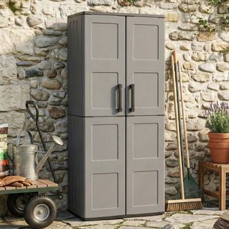Dmora Armario Exterior O Interior, 2 Puertas Y 3 Estantes De Polipropileno Ajustables, 100% Made In Italy, 68x37h163 Cm, Color Gris, Con Embalaje Reforzado 