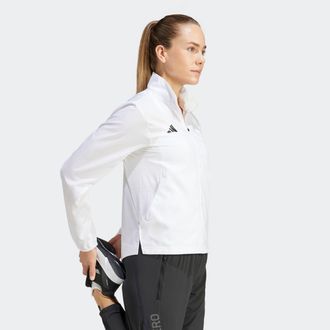 adidas Laufjacke ADIDAS PERFORMANCE ADIZERO ESSENTIALS, Damen, Gr. XXL, weiss (wei&szlig;), Trikot, Obermaterial: 100% Polyester, Jacken Laufjacke