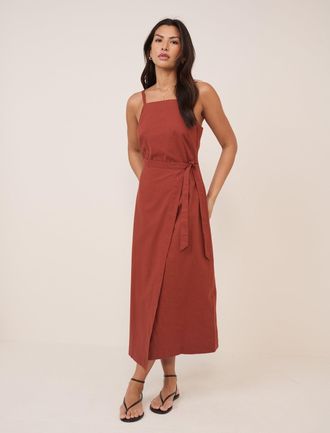 Nobody's Child Rust Red Kourtney Midi Dress