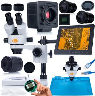OEM Microscopio Estereosc&oacute;pico Trinocular Mercury Pro Msmp-t-ps1 - C&aacute;mara 5mp Hdmi/usb Zoom 7x-45x, Pantalla 8 Y Alfombra Esd 480x320mm Electr&oacute;nica/joyeri