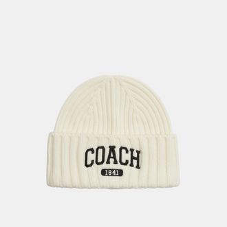 Coach Mens 1941 Embroidered Knit Beanie - White - One Size