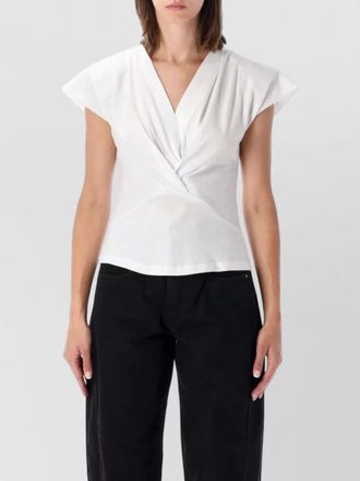 Isabel Marant cotton draped v-neck short-sleeve blouse