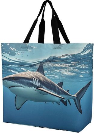 Generic Ocean Sea Animal Shark Handbag Handle Women Handbag Foldable Tote Bags For Casual Daily Use Picnic