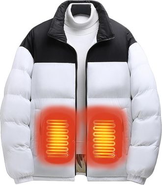 Generic Heated Jackets for Men Heated Down Jacket USB Electric Body Warmer Heating Coat with 6 Heated Zones Casual Thick Warm Coat Outdoor Camping Hiking Golf