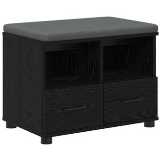 vidaXL Banco De Entrada Con Coj&iacute;n Roble Negro 60 X 38 X 46 Cm Vidaxl