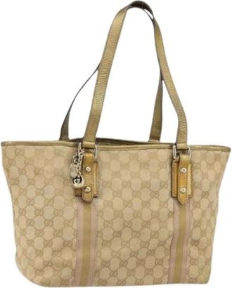 Gucci Pre-owned Tote Bags, female, Beige, Size: ONE SIZE Pre-owned Canvas Tote Bag