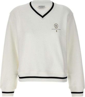 Brunello Cucinelli Off White Cotton Sweater, Size XXL