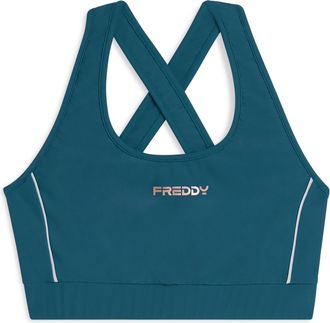 Freddy Top tecnico con spalline incrociate e profili bianchi