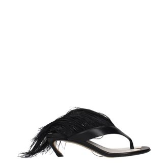 Lanvin Damens Flip-Flops Leder Schwarz