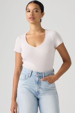 Levi's Top de manga corta Sweetie - Mujer - XS - P&uacute;rpura / End On End Stripe Lavender Blue Egret