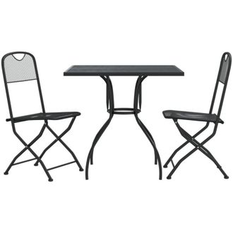 vidaXL Juego De Comedor De Jard&iacute;n 3 Pzas Malla Met&aacute;lica Gris Antracita Vidaxl