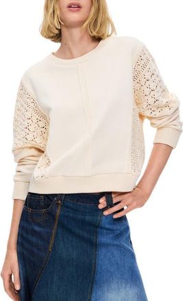 Desigual Open Knit Cotton Sweater in Off White at Nordstrom, Size X-Small