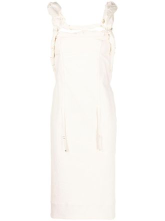 Jacquemus open-back ruffle-shoulder dress - Neutrals