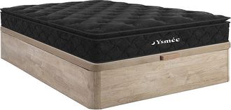 Vente-Unique Set 160x200cm Rete vano Naturale chiaro + Materasso molle insac. topper integ. sp.28cm - BLACK DREAM di YSM&Eacute;E