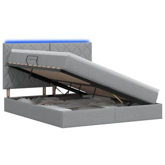 vidaXL Cama De Almacenamiento Led Con Colch&oacute;n Gris Claro 140 X 190 Cm Vidaxl
