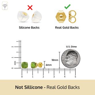 MAX + STONE 14k Yellow or White Gold 6MM Cushion Cut Gemstone Solitaire Gemstone Studs