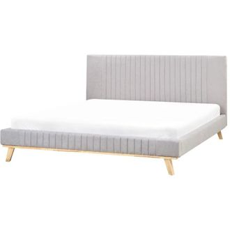Beliani Cama Con Somier De Chenilla 180 X 200 Cm Capiton&eacute; Aspecto Moderno Gris Claro Talence