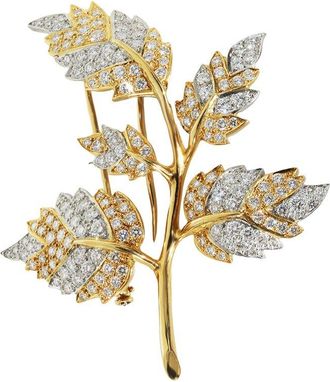 Tiffany & Co. 5 Leaf Schlumberger 18K Gold 5.00 ct. tw. Diamond Brooch (Authentic Pre-Loved)