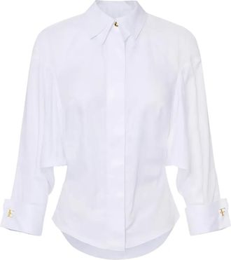 Elisabetta Franchi Katoenen blouse met manchetknoop - Wit