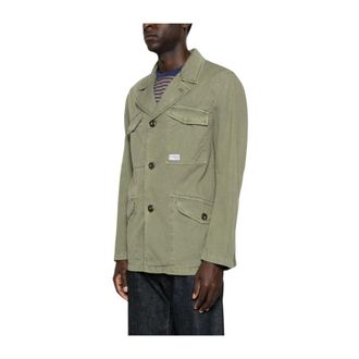 Fay Light Jackets, male, Green, Size: M Logo Patch Jacket