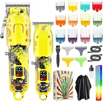 OEM Cortapelos El&eacute;ctrico Inal&aacute;mbrico, Kit De Corte De Pelo Para Hombre Con 16 Peines Gu&iacute;a, Capa De Corte Y Peine Para Uso En Barber&iacute;as Y En Casa