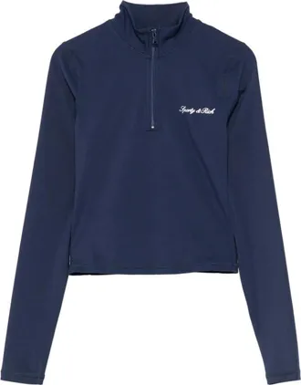 Sporty & Rich Quarter-zip Turtleneck - Dames - Coltruien - Blauw - XS - Truien & Vesten