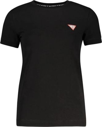 Guess Zwarte Katoenen Crew Neck Tee - Dames - T-shirts - Zwart - L - Katoen - Tops