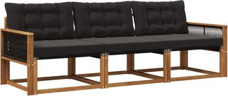 vidaXL Conjunto De Sof&aacute;s De Exterior 3 Uds. Natural Y Negro Vidaxl