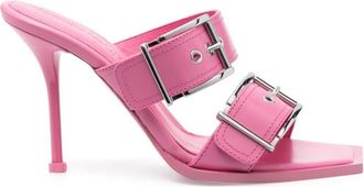 Alexander McQueen Roze Roze Gesp-detail Hoge Hak Sandalen - Dames - Muiltjes - Roze - 37 EU - Leer - Schoenen