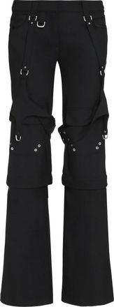 Off-white Cargo Broek met Decoratieve Gespen - Dames - Wijde Broeken - Zwart - XS - Polyester - Broeken