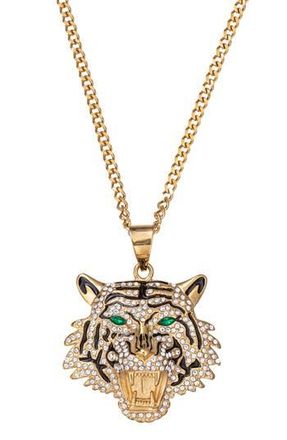 Eye Candy Los Angeles Mens Premium Collection Tiger Head Pendant Necklace in Gold at Nordstrom Rack
