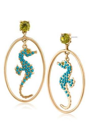 Jardin Seahorse Hanging Drop Earrings in Turquoise/Gold at Nordstrom Rack