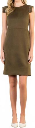 THML Clothing Sleeveless Suede Dress In Olive
