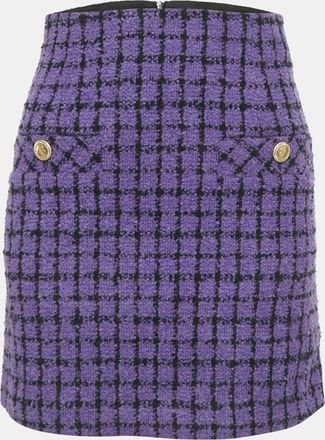 Sandro Purple Checkered Tweed Mini Skirt