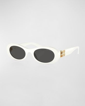 Miu Miu Logo Acetate Oval Sunglasses