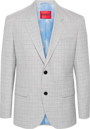 HUGO BOSS plaid-check single-breasted blazer - men - Polyester/Viscose/Elastane/Polyester - 48 - Grey