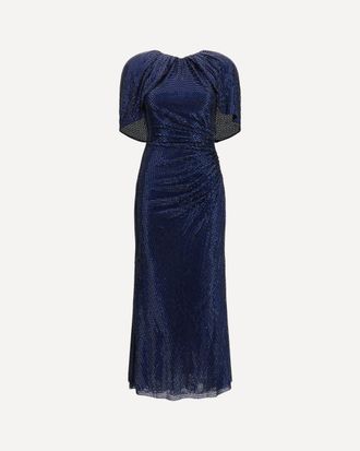 Self Portrait Midi Dress with cape sleeves and crystals Female 12