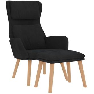 vidaXL Sill&oacute;n De Relax Con Taburete Terciopelo Negro Vidaxl