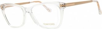 Tom Ford Ladies Crystal Rectangular Eyeglass Frames FT5353 026 52
