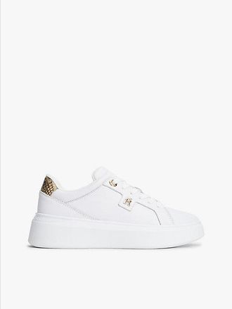 Tommy Hilfiger Snake Print Heel Leather Platform Trainers