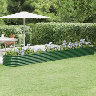 vidaXL Jardinera Arriate Acero Galvanizado Verde 440x80x36 Cm Vidaxl