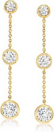 Ross-Simons Bezel-Set CZ Linear Drop Earrings in 18kt Gold Over Sterling
